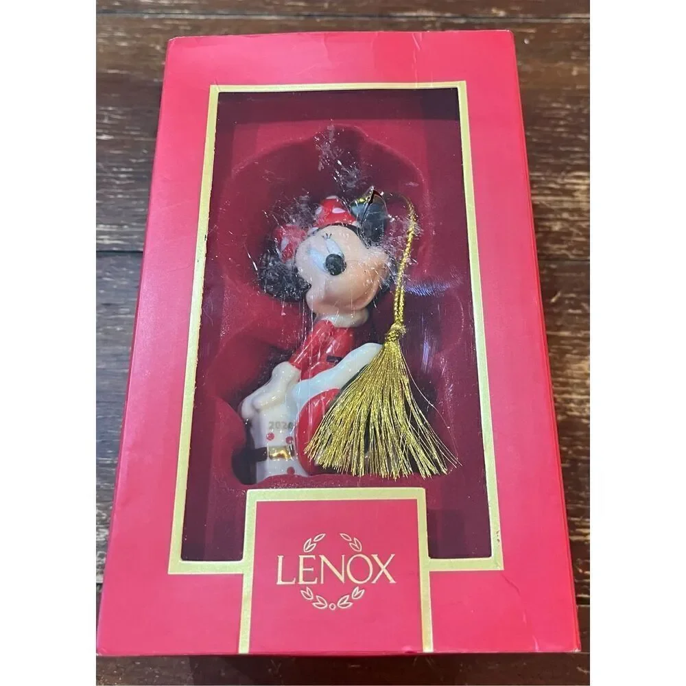 Lenox 895792 2024 Minnie Mouse Sitting On A Gift Ornament, Christmas